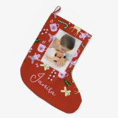 クリスマストリートホリデーフェスティバルファミリーフォト ラージクリスマスストッキング (正面 (吊り時))