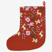 クリスマストリートホリデーフェスティバルファミリーフォト ラージクリスマスストッキング (裏面)