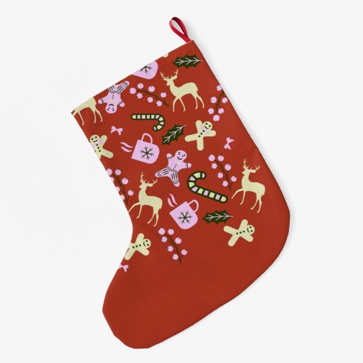 クリスマストリートホリデーフェスティバルファミリーフォト ラージクリスマスストッキング (裏面 (吊り時))