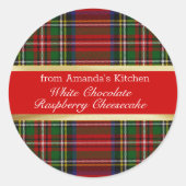 クリスマストリートレッドグリーンプレイド金ゴールド ラウンドシール (正面)