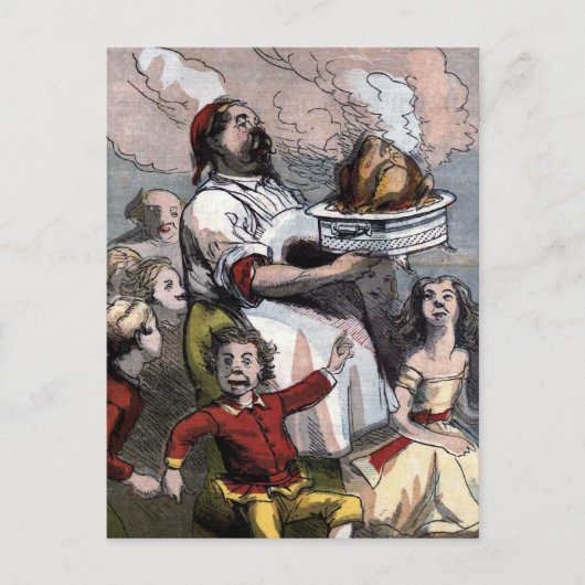 "クリスマストルコ"のヴィンテージのイラストレーション シーズンポストカード (正面)