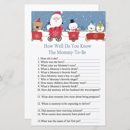 クリスマストレインあなたがどれだけ赤ちゃんシャワーを知っているか (正面/裏面)