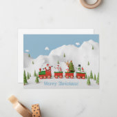 クリスマストレインのグリーティングカード ノートカード (正面/裏面インサイチュ)