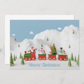 クリスマストレインのグリーティングカード ノートカード (正面/裏面)