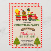 クリスマストレインをテーマにした招待状 招待状 (正面/裏面)