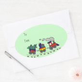 クリスマストレインギフトラベル 楕円形シール (封筒)