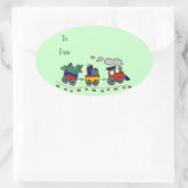 クリスマストレインギフトラベル 楕円形シール (バッグ)