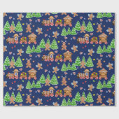 クリスマストレインジンジャーブレッドマンエンジェルズウォーター色 ラッピングペーパー (フラット)