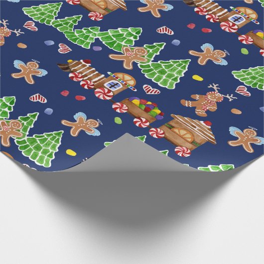 クリスマストレインジンジャーブレッドマンエンジェルズウォーター色 ラッピングペーパー (角)