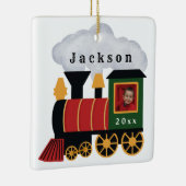 クリスマストレインパーソナライズされたの写真 セラミックオーナメント (右)