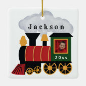 クリスマストレインパーソナライズされたの写真 セラミックオーナメント (裏面)