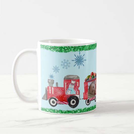 クリスマストレインファミリー写真テンプレート コーヒーマグカップ