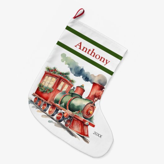 クリスマストレインボーイズ ラージクリスマスストッキング (正面 (吊り時))