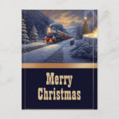クリスマストレイン絵画ヴィンテージ ポストカード (正面)