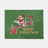 クリスマストレイン運ズのサンタレターキャンディーキャン ドアマット (正面)