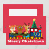 クリスマストレイン フラット ホリデーカード (正面/裏面)