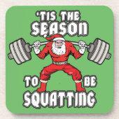 クリスマストレーニングユーモア – Santa Claus Squat コースター (正面)