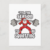 クリスマストレーニングユーモア – Santa Claus Squat シーズンポストカード (正面)