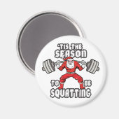 クリスマストレーニングユーモア – Santa Claus Squat マグネット (正面/裏面)