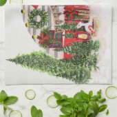 クリスマストレーラーキャンパーアウトドアジーテーマ キッチンタオル (折り畳み)