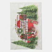 クリスマストレーラーキャンパーアウトドアジーテーマ キッチンタオル (縦)