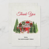 クリスマストレーラーキャンパーアウトドアジーテーマ サンキューカード (正面/裏面)