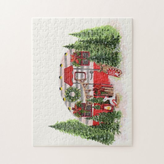 クリスマストレーラーキャンパーアウトドアジーテーマ ジグソーパズル (縦)