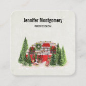 クリスマストレーラーキャンパーアウトドアジーテーマ スクエア名刺 (正面)