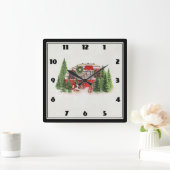 クリスマストレーラーキャンパーアウトドアジーテーマ スクエア壁時計 (ホーム)