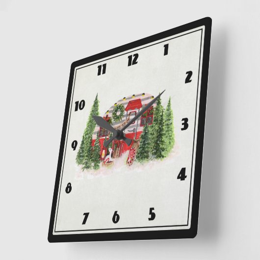 クリスマストレーラーキャンパーアウトドアジーテーマ スクエア壁時計 (傾斜)