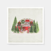 クリスマストレーラーキャンパーアウトドアジーテーマ スタンダードカクテルナプキン (正面)
