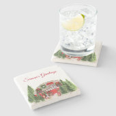 クリスマストレーラーキャンパーアウトドアジーテーマ ストーンコースター (横)