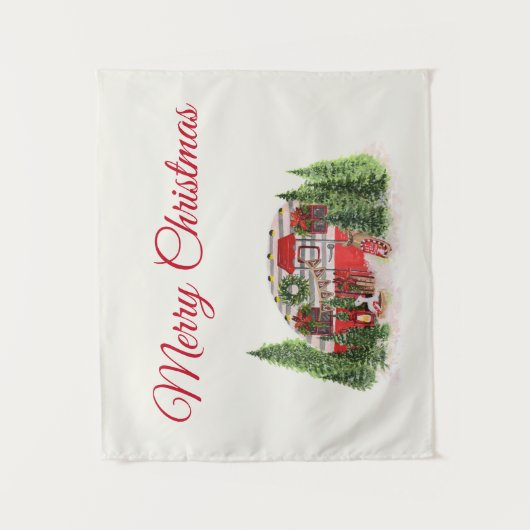 クリスマストレーラーキャンパーアウトドアジーテーマ タペストリー (正面)