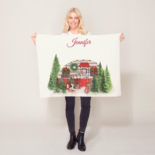 クリスマストレーラーキャンパーアウトドアジーテーマ フリースブランケット (インサイチュ)