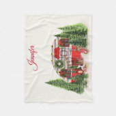 クリスマストレーラーキャンパーアウトドアジーテーマ フリースブランケット (正面)