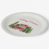クリスマストレーラーキャンパーアウトドアジーテーマ ペーパープレート (アングル)