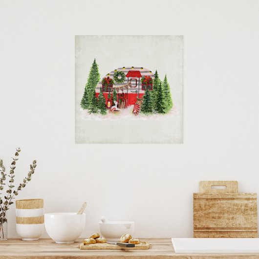 クリスマストレーラーキャンパーアウトドアジーテーマ ポスター (キッチン)