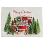 クリスマストレーラーキャンパーアウトドアジーテーマ ラージペーパーバッグ (正面)