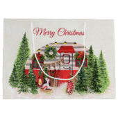 クリスマストレーラーキャンパーアウトドアジーテーマ ラージペーパーバッグ (裏面)