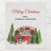 クリスマストレーラーキャンパーアウトドアジーテーマ ワインラベル (シングルラベル)