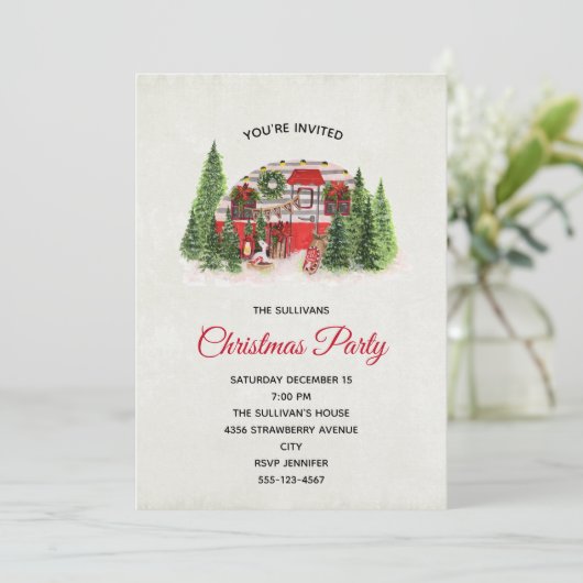 クリスマストレーラーキャンパーアウトドアジーテーマ 招待状 (スタンド正面)
