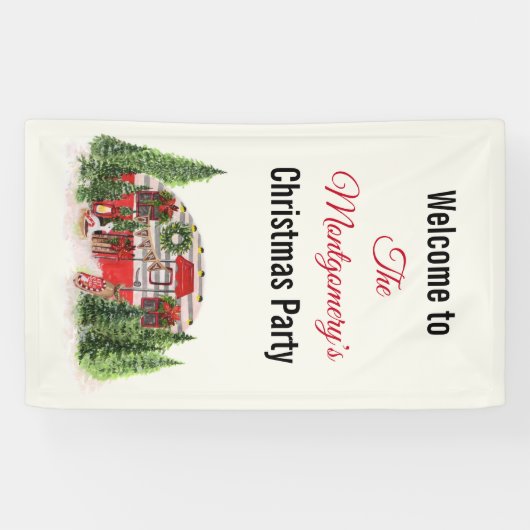 クリスマストレーラーキャンパーアウトドアジーテーマ 横断幕 (横)