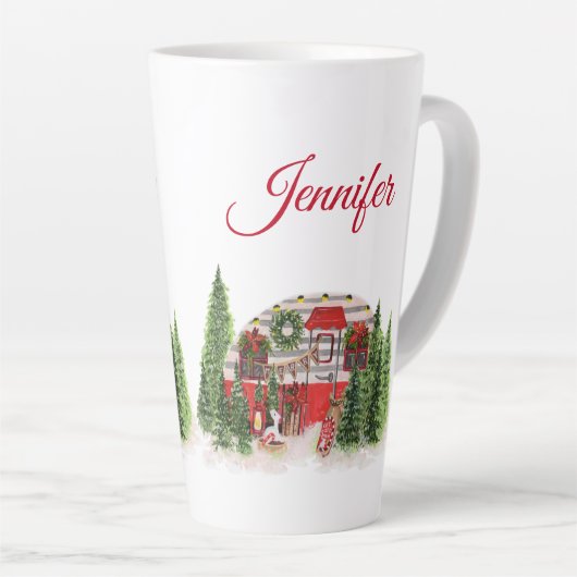 クリスマストレーラーキャンパーシ素朴ーン カフェラテマグ (右アングル)
