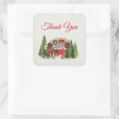クリスマストレーラーキャンパー素朴シーンありがとう スクエアシール (バッグ)