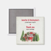 クリスマストレーラーキャンパー素朴シーンありがとう マグネット (正面/裏面)