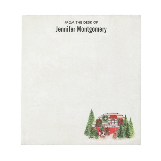 クリスマストレーラーキャンパー素朴テーマ ノートパッド (正面)