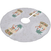 クリスマストロピカルサマースノーグローブブラックサンタ ブラッシュドポリエステルツリースカート (アングル)