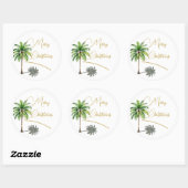 クリスマストロピカルパームツリーメリー金ゴールド ラウンドシール (シート)