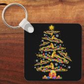 クリスマストロンボンプレイヤークリスマスツリージャズ音楽Lov キーホルダー (正面)