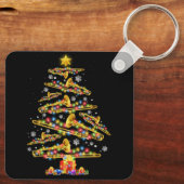 クリスマストロンボンプレイヤークリスマスツリージャズ音楽Lov キーホルダー (裏面)